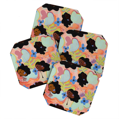 Leeya Makes Noise Pools of Us Coral Botancials Coaster Set