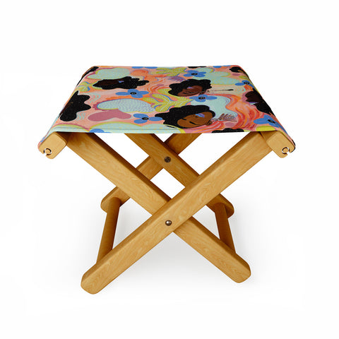 Leeya Makes Noise Pools of Us Coral Botancials Folding Stool