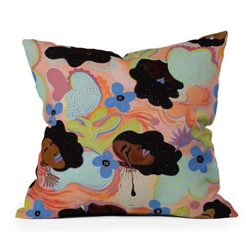Leeya Makes Noise Pools of Us Coral Botancials Throw Pillow