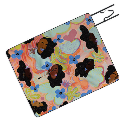 Leeya Makes Noise Pools of Us Coral Botancials Picnic Blanket