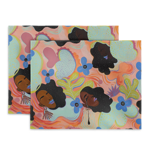 Leeya Makes Noise Pools of Us Coral Botancials Placemat