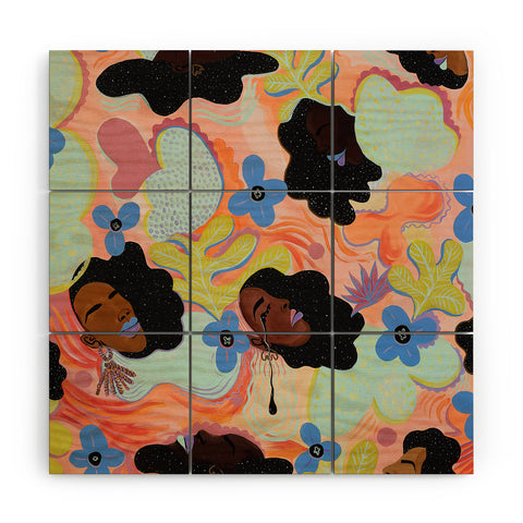 Leeya Makes Noise Pools of Us Coral Botancials Wood Wall Mural