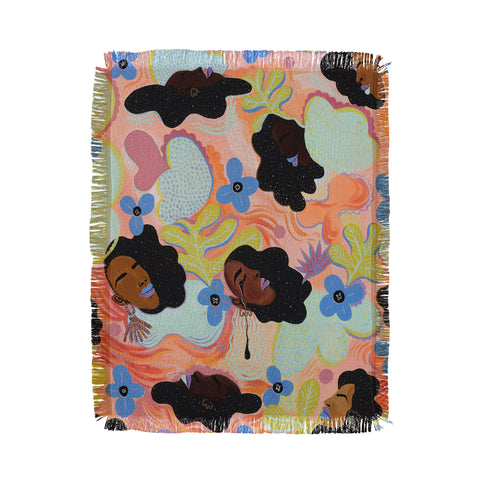 Leeya Makes Noise Pools of Us Coral Botancials Throw Blanket
