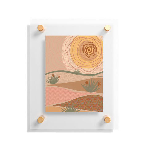 Leeya Makes Noise Rosy Sun and Hills Floating Acrylic Print
