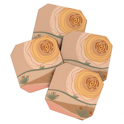 Leeya Makes Noise Rosy Sun and Hills Coaster Set