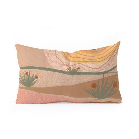 Leeya Makes Noise Rosy Sun and Hills Oblong Throw Pillow
