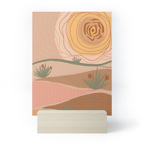 Leeya Makes Noise Rosy Sun and Hills Mini Art Print
