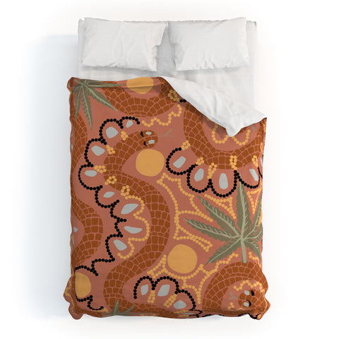 Leeya Makes Noise Snakes and Dope Flowers Duvet Cover