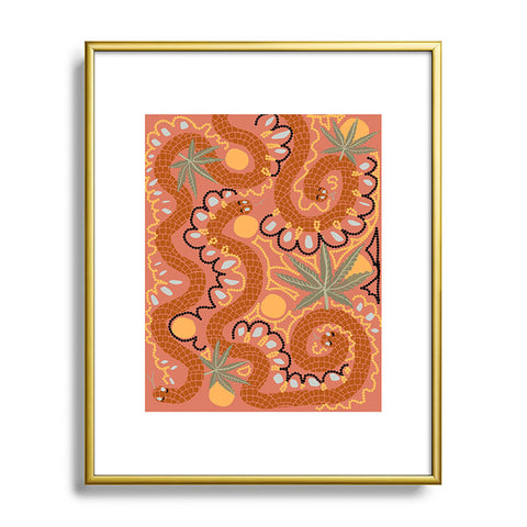 Leeya Makes Noise Snakes and Dope Flowers Metal Framed Art Print