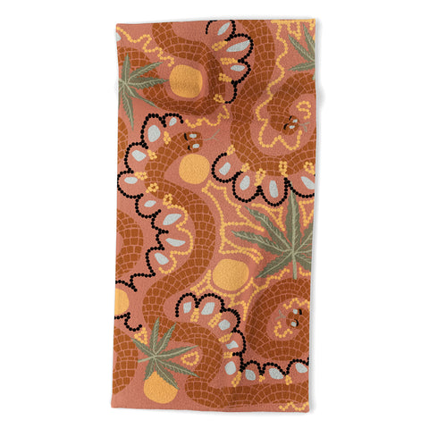 Leeya Makes Noise Snakes and Dope Flowers Beach Towel
