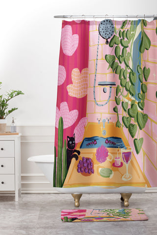 Leeya Makes Noise Soak Relax Shower Curtain And Mat