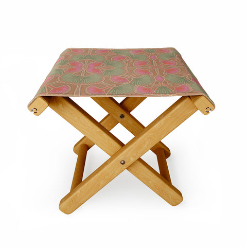 Leeya Makes Noise Sun Palms Dusk Tan Folding Stool