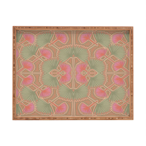 Leeya Makes Noise Sun Palms Dusk Tan Rectangular Tray