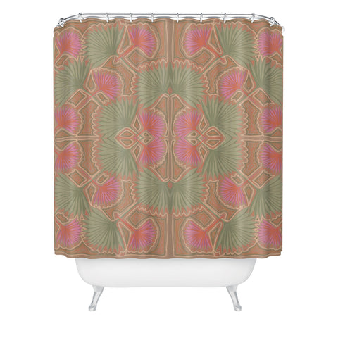 Leeya Makes Noise Sun Palms Dusk Tan Shower Curtain