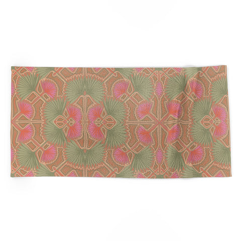 Leeya Makes Noise Sun Palms Dusk Tan Beach Towel
