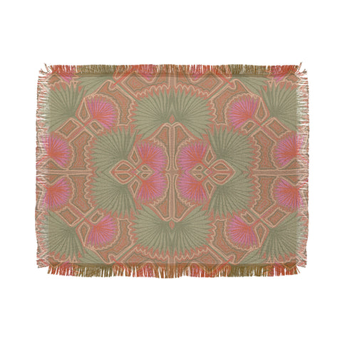 Leeya Makes Noise Sun Palms Dusk Tan Throw Blanket