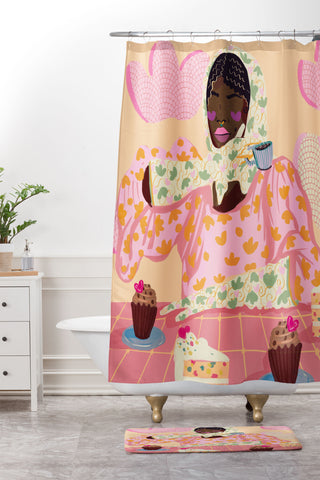 Leeya Makes Noise Sweet and Elegant Shower Curtain And Mat