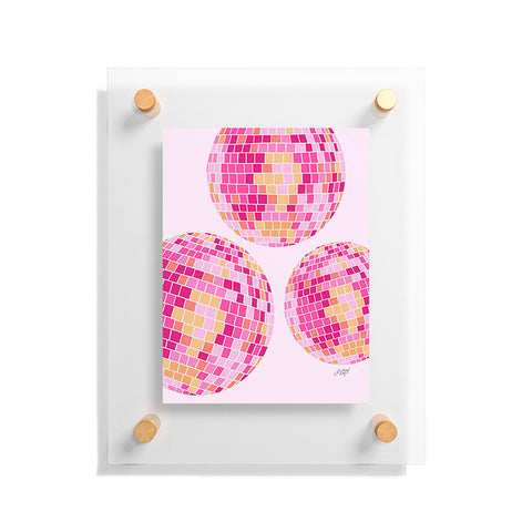 Lindsey Kay Co Disco Balls Illustration Pink Floating Acrylic Print