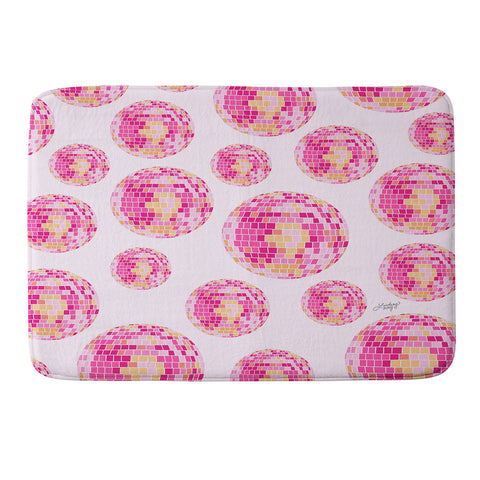 Lindsey Kay Co Disco Balls Illustration Pink Memory Foam Bath Mat