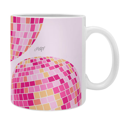 Lindsey Kay Co Disco Balls Illustration Pink Coffee Mug