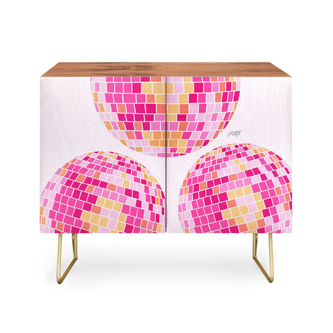 Lindsey Kay Co Disco Balls Illustration Pink Credenza
