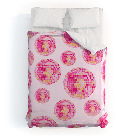 Lindsey Kay Co Disco Balls Illustration Pink Duvet Cover