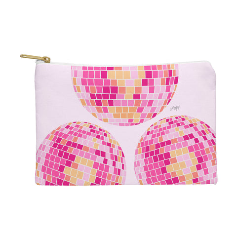 Lindsey Kay Co Disco Balls Illustration Pink Pouch