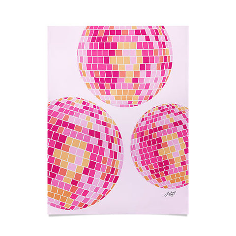 Lindsey Kay Co Disco Balls Illustration Pink Poster