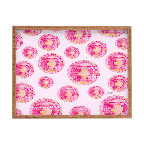 Lindsey Kay Co Disco Balls Illustration Pink Rectangular Tray