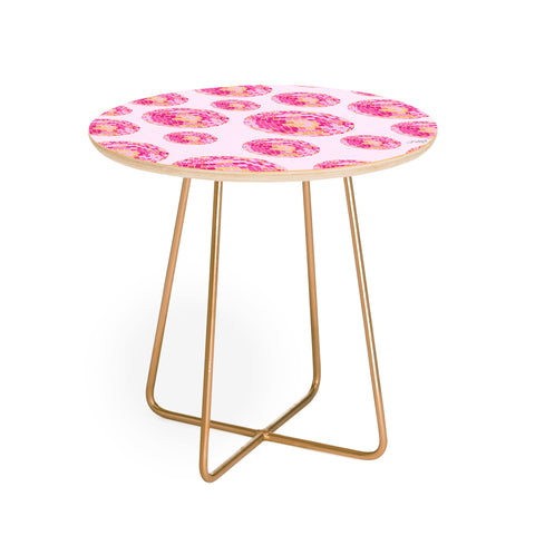 Lindsey Kay Co Disco Balls Illustration Pink Round Side Table
