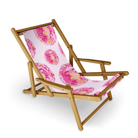 Lindsey Kay Co Disco Balls Illustration Pink Sling Chair
