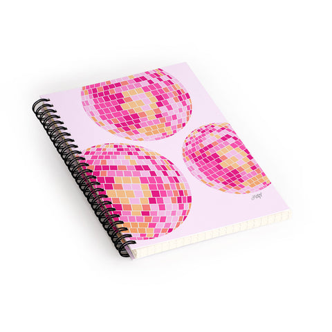 Lindsey Kay Co Disco Balls Illustration Pink Spiral Notebook