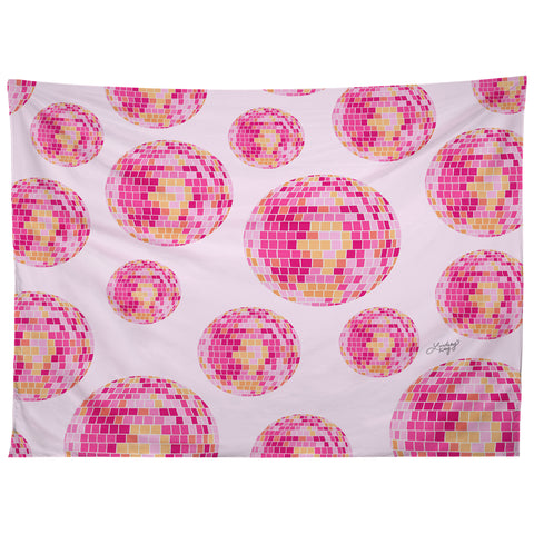 Lindsey Kay Co Disco Balls Illustration Pink Tapestry