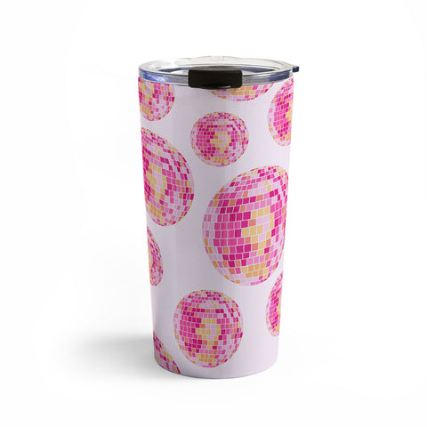Lindsey Kay Co Disco Balls Illustration Pink Travel Mug