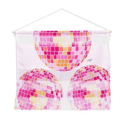 Lindsey Kay Co Disco Balls Illustration Pink Wall Hanging Landscape