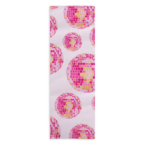 Lindsey Kay Co Disco Balls Illustration Pink Yoga Towel