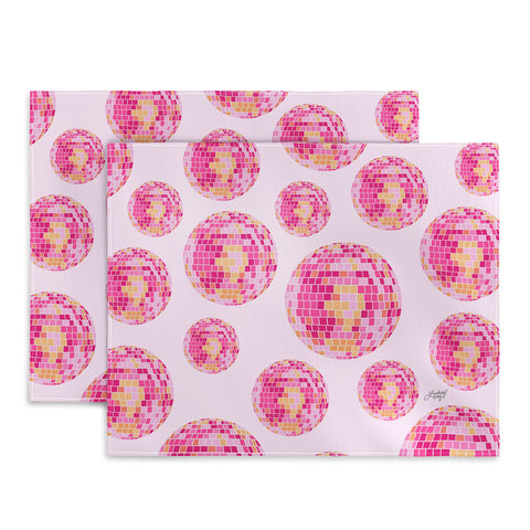 Lindsey Kay Co Disco Balls Illustration Pink Placemat