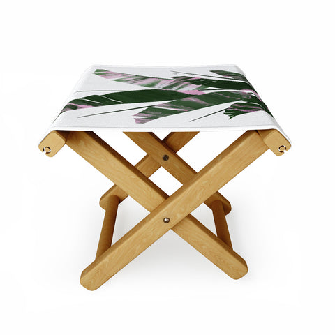 Lindsey Kay Collective Banana Leaf Plant Collage Folding Stool