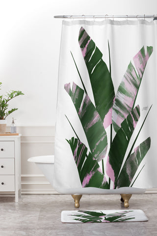Lindsey Kay Collective Banana Leaf Plant Collage Shower Curtain And Mat