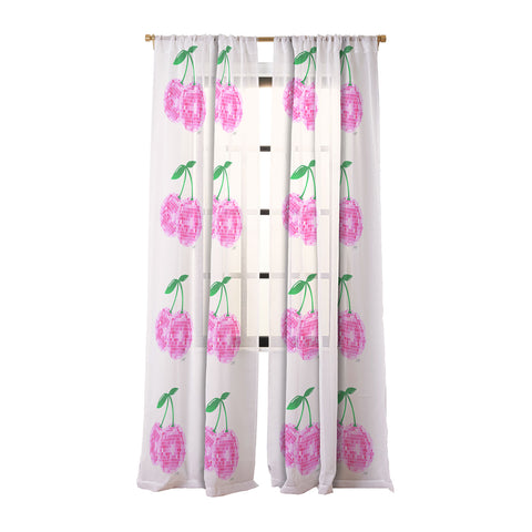 Lindsey Kay Collective Disco Ball Cherries Sheer Window Curtain