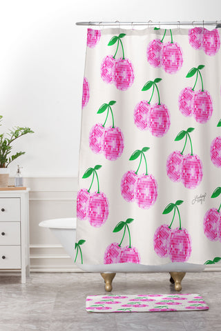 Lindsey Kay Collective Disco Ball Cherries Shower Curtain And Mat