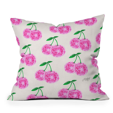 Lindsey Kay Collective Disco Ball Cherries Throw Pillow