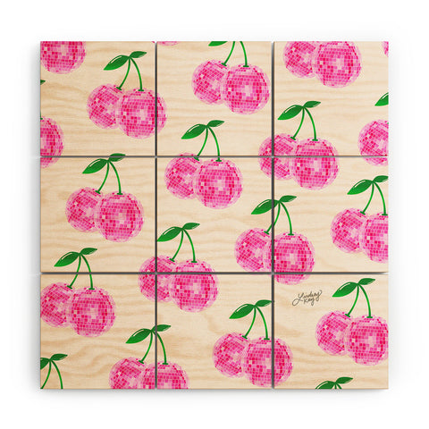 Lindsey Kay Collective Disco Ball Cherries Wood Wall Mural