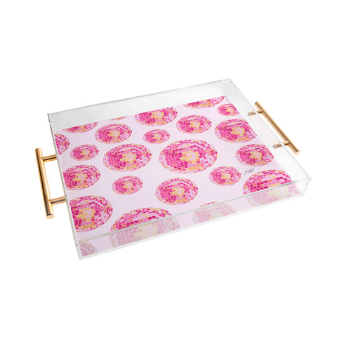 Lindsey Kay Collective Disco Balls Illustration Pink Acrylic Tray