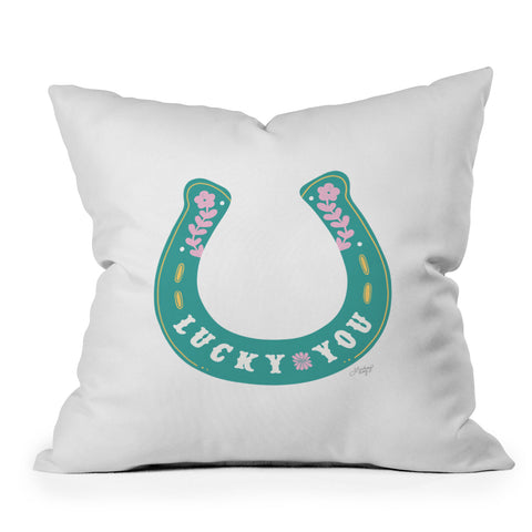 Lindsey Kay Collective Lucky You Horse Shoe Outdoor Throw Pillow