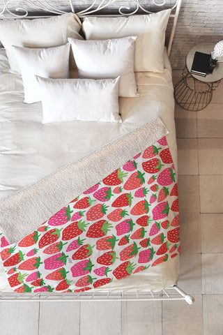 Lindsey Kay Collective Strawberries Lindsey Kay Fleece Throw Blanket