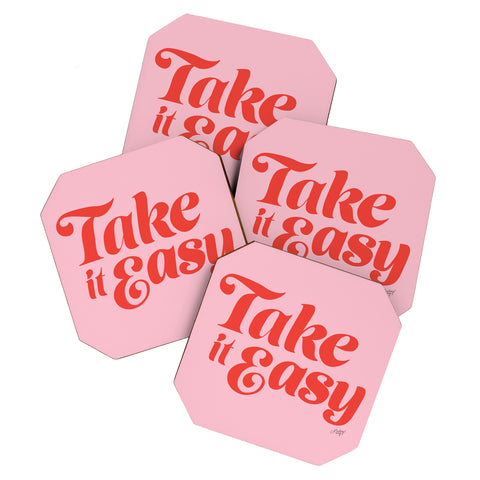 Lindsey Kay Collective Take it Easy Red Pink Coaster Set