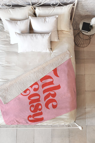 Lindsey Kay Collective Take it Easy Red Pink Fleece Throw Blanket