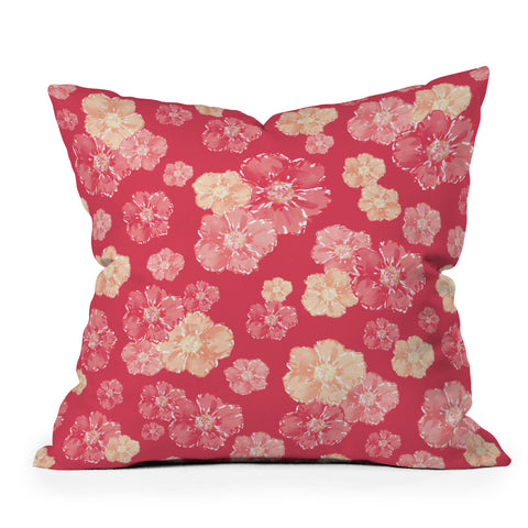 Lisa Argyropoulos Blossoms On Coral Outdoor Throw Pillow