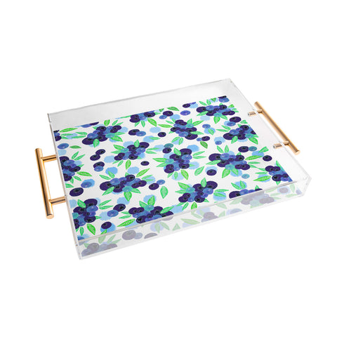 Lisa Argyropoulos Blueberries And Dots On White Acrylic Tray